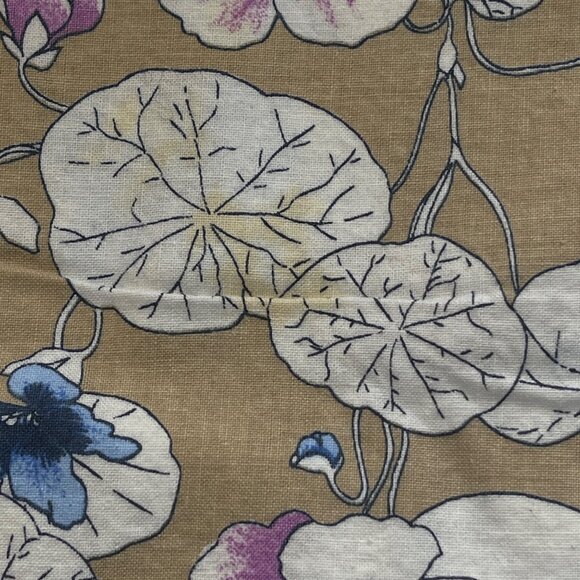 4 Floral Napkin Set Cloth VTG Tan Purple Blue READ 15" X 16" UPCYCLE Craft - Picture 7 of 9